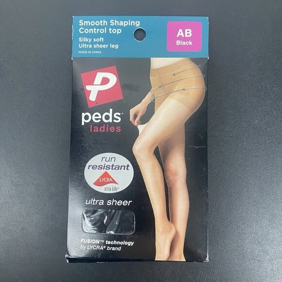 Peds Women's Smooth Shaping Control Top Tights Size AB/S Black - Picture 1 of 3
